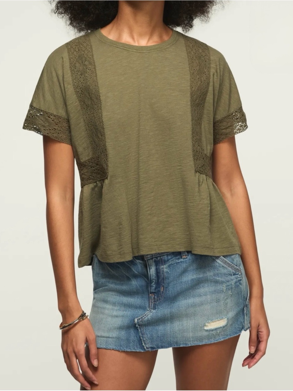 Lucky Brand Lace Trimmed Tee